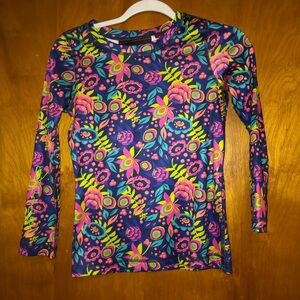 SPYDER girls ski baselayer floral top shirt 14/16